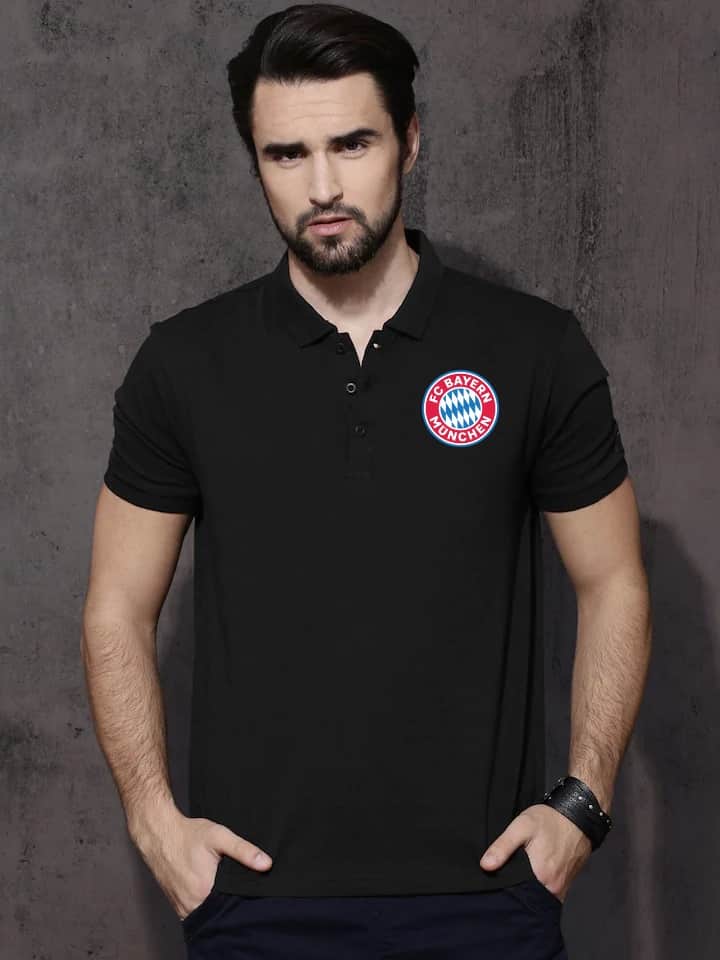 bayern munich black polo t-shirt