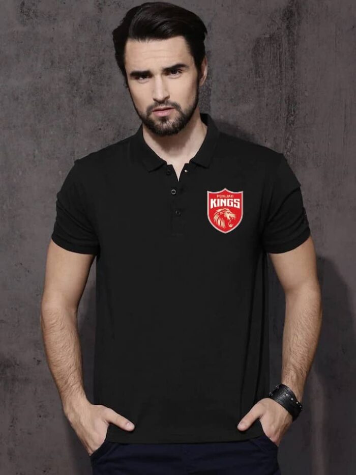 Kings XI Punjab Black Unisex Polo (Punjab Kings) IPL T-shirt