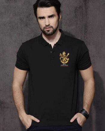 RCB Royal Challengers Bangalore Black Unisex Polo IPL T-shirt