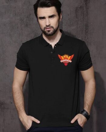 Sunrisers Hyderabad Black Unisex Polo IPL T-shirt Logo