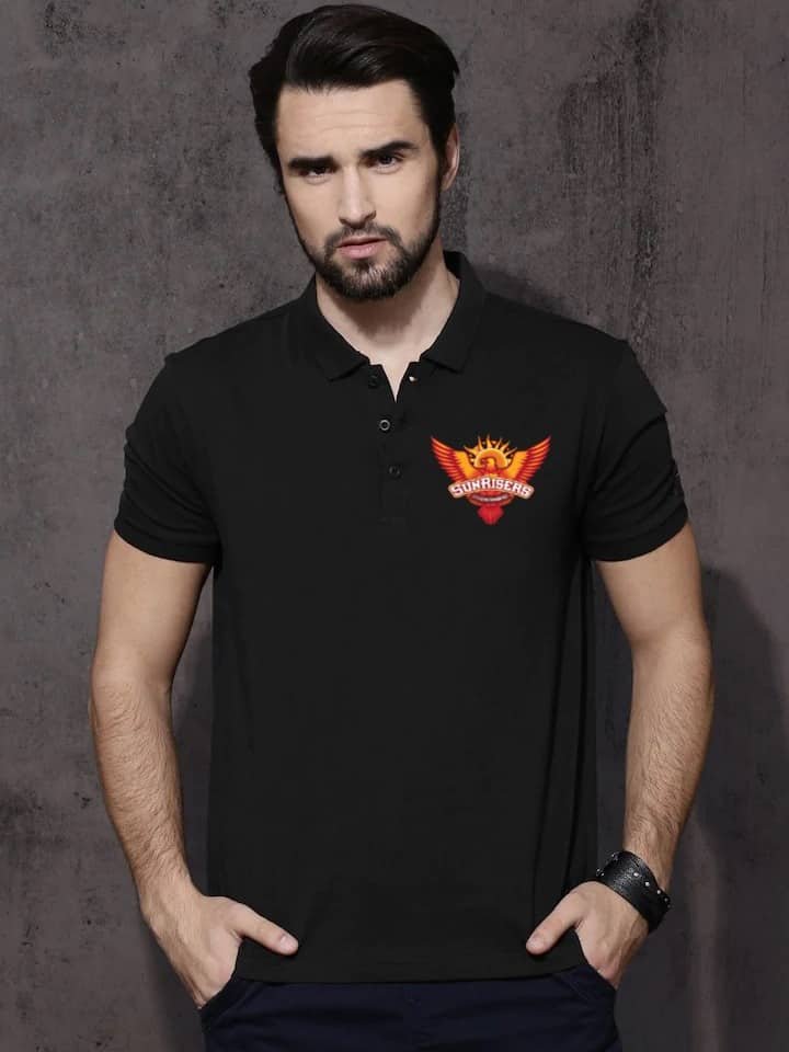 Sunrisers Hyderabad Black Unisex Polo IPL T-shirt Logo Sunrisers Hyderabad Black Unisex Polo IPL T-shirt Logo