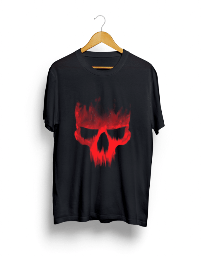 Red skull round neck Black T shirt