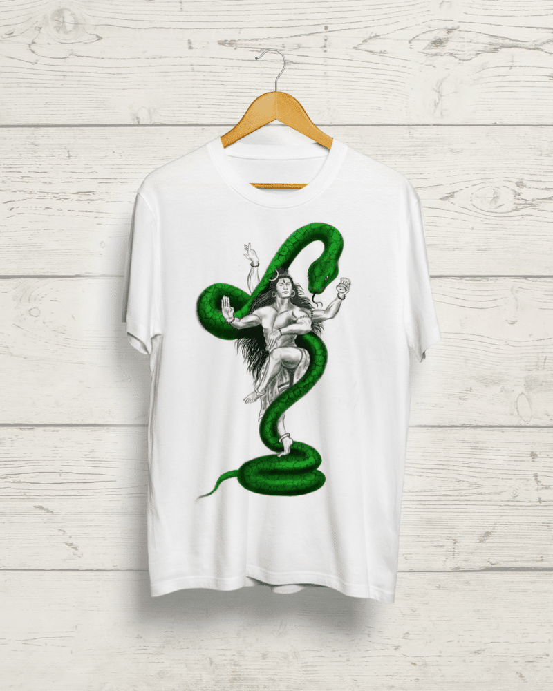 Shiva print white T shirt product image OikotaanTees Shiva print white T shirt - Image 1