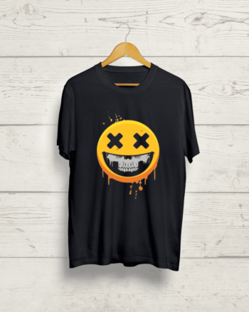 Buy Smiley Round neck Black T shirt