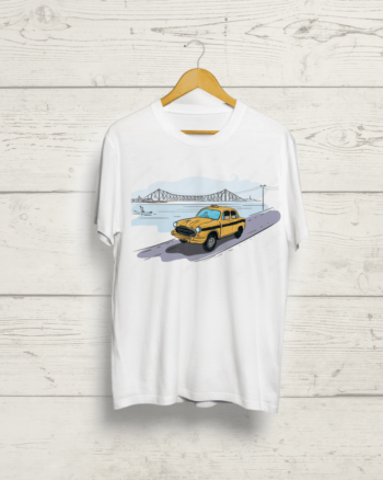 Kolkata print Round Neck white Tshirt