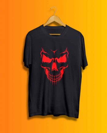 Red skull print Black Tshirt