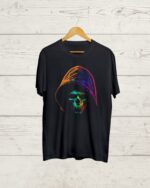Multicolour Skull print Black Tshirt