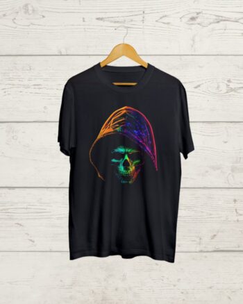 Multicolour Skull print Black Tshirt