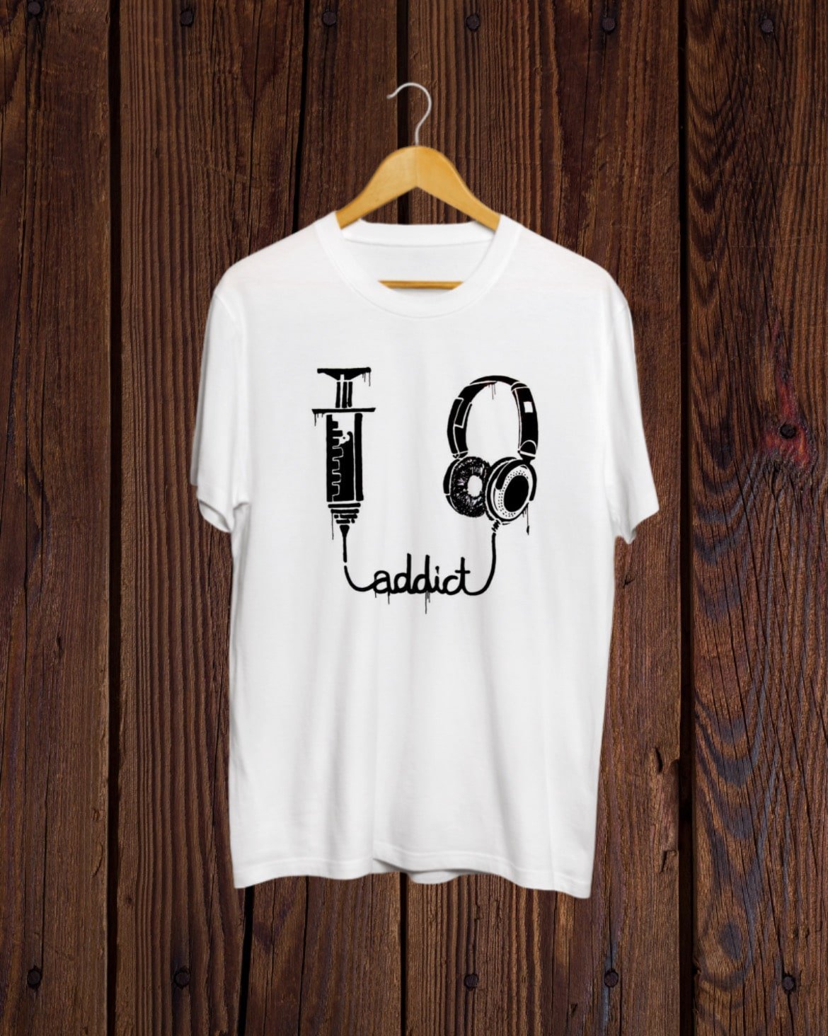Music Addict Round Neck white Tshirt Buy Music Addict Graphic T shirt