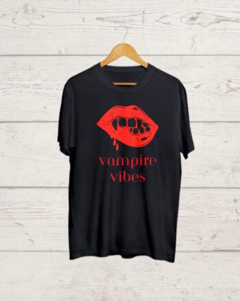 Vampire Vibes print Black Tshirt