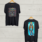 Both side Psychedelic print Black Tshirt