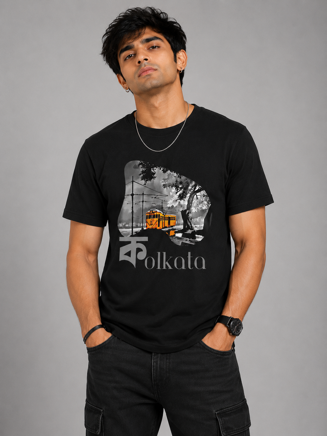 Buy Kolkata print Black T shirt Buy Kolkata print Black T shirt