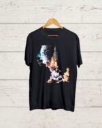 Front side Chandrayaan 3 print Black T shirt