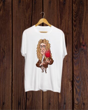 Newton and his Apple print T shirt