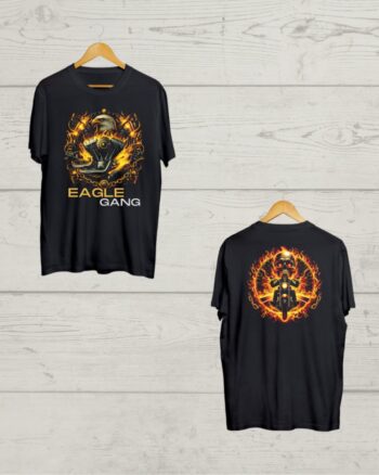 Both side Eagle print Black T shirt