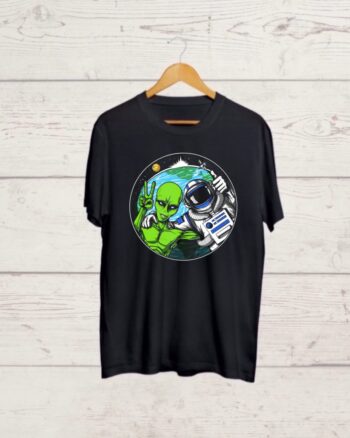 Buy Alien and Astronaut Black T shirt