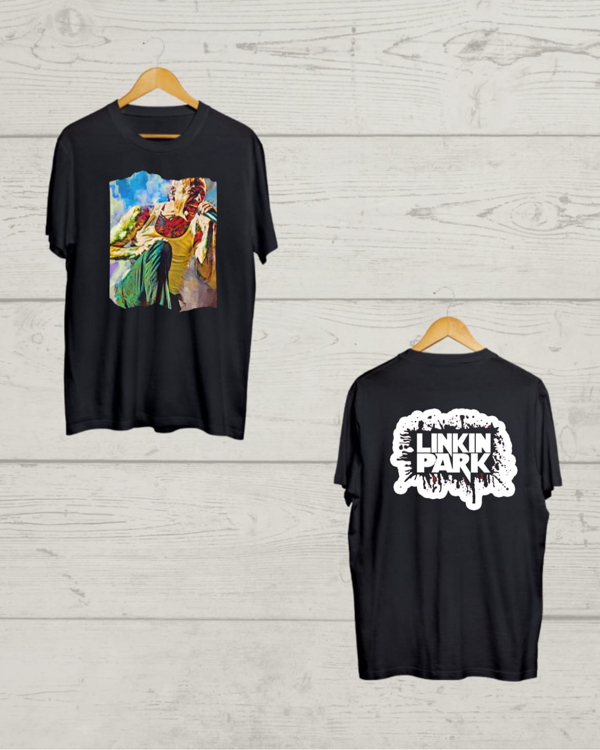 Both Side Linkin Park print Tshirt Both Side Linkin Park print Black Tee