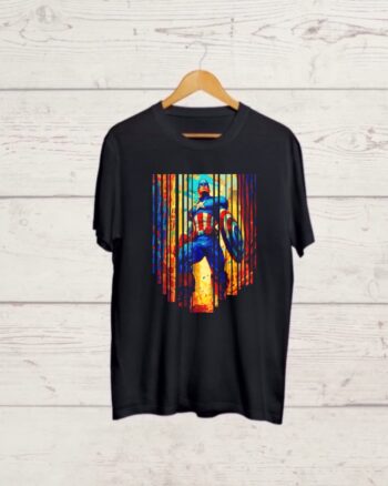 Captain America print Black T shirt