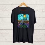 Van Gogh style Astronaut Black Tshirt