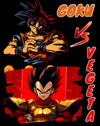 Goku Vs Vegeta print Black T shirt