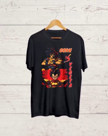 Goku Vs Vegeta print Black T shirt