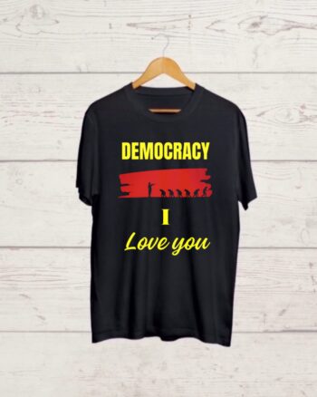 I Love Democracy print Black T shirt