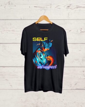 Self Introspect print Black T shirt