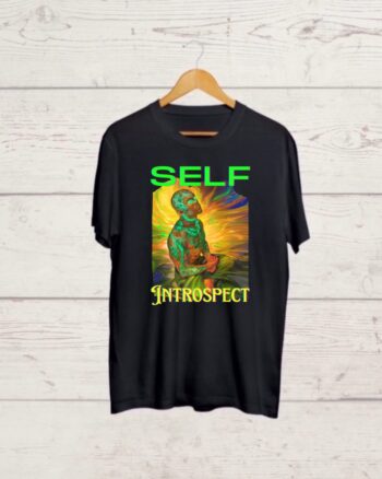Self Introspect print Black T shirt