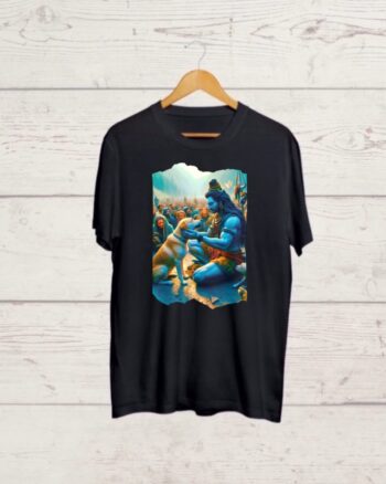 Buy Shiva with Dog print Black Tshirt