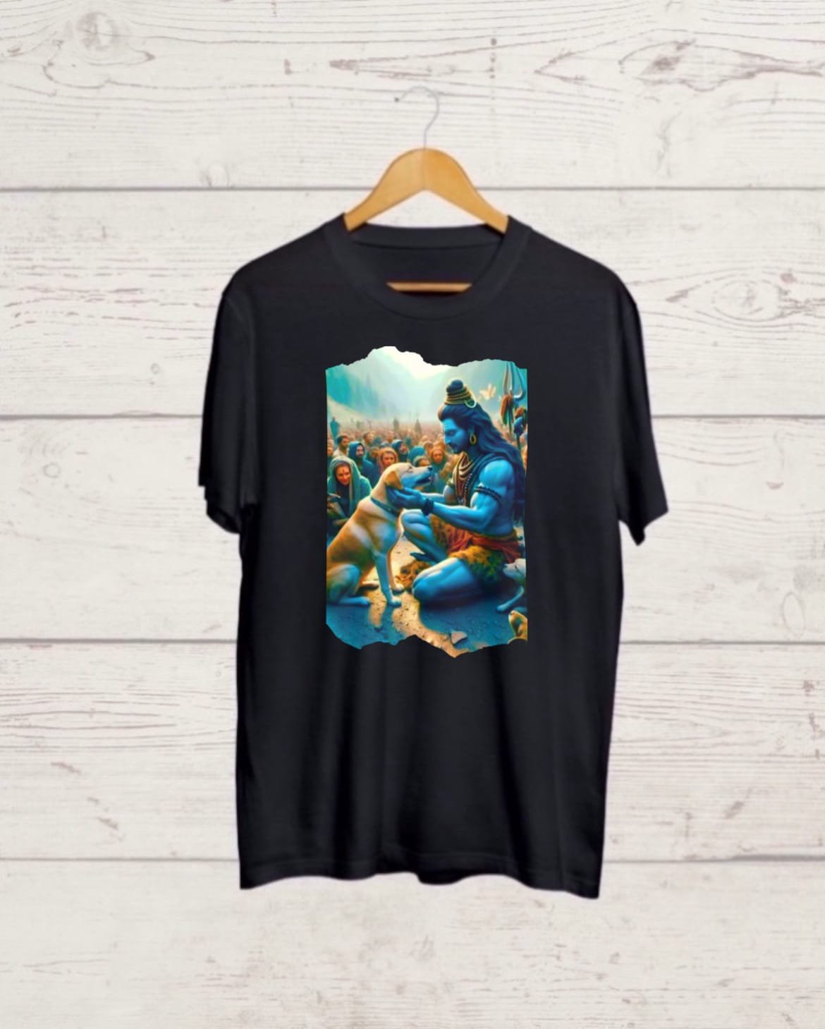Shiva with Dog print black T shirt Buy Shiva with Dog print Black Tshirt