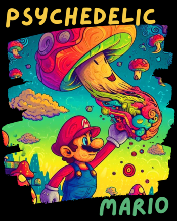 Psychedelic Mario print Black T shirt
