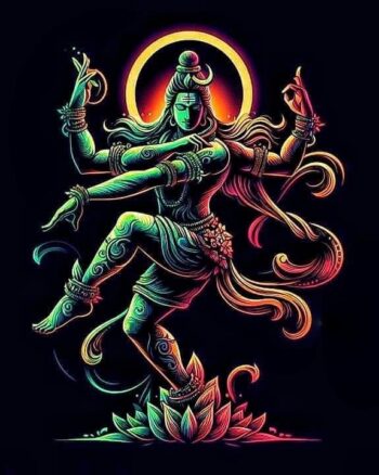 Shiva print Round Neck Black T shirt
