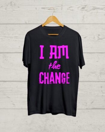 I am the Change print Black T shirt