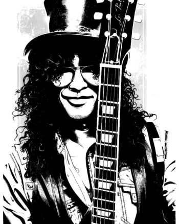 Guitarist Slash print white T shirt Buy Heavy Metal Tshirt