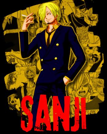 Sanji print Round Neck Black Tshirt