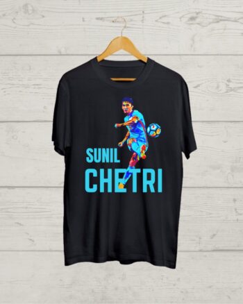 Buy Sunil Chetri print Black T shirt