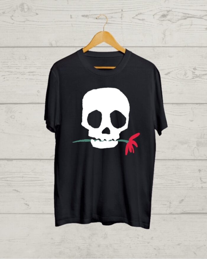 Buy Skull with Rose Black T shirt