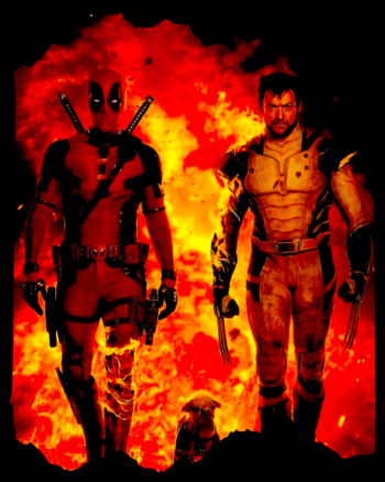Wolverine Vs Deadpool Black T shirt