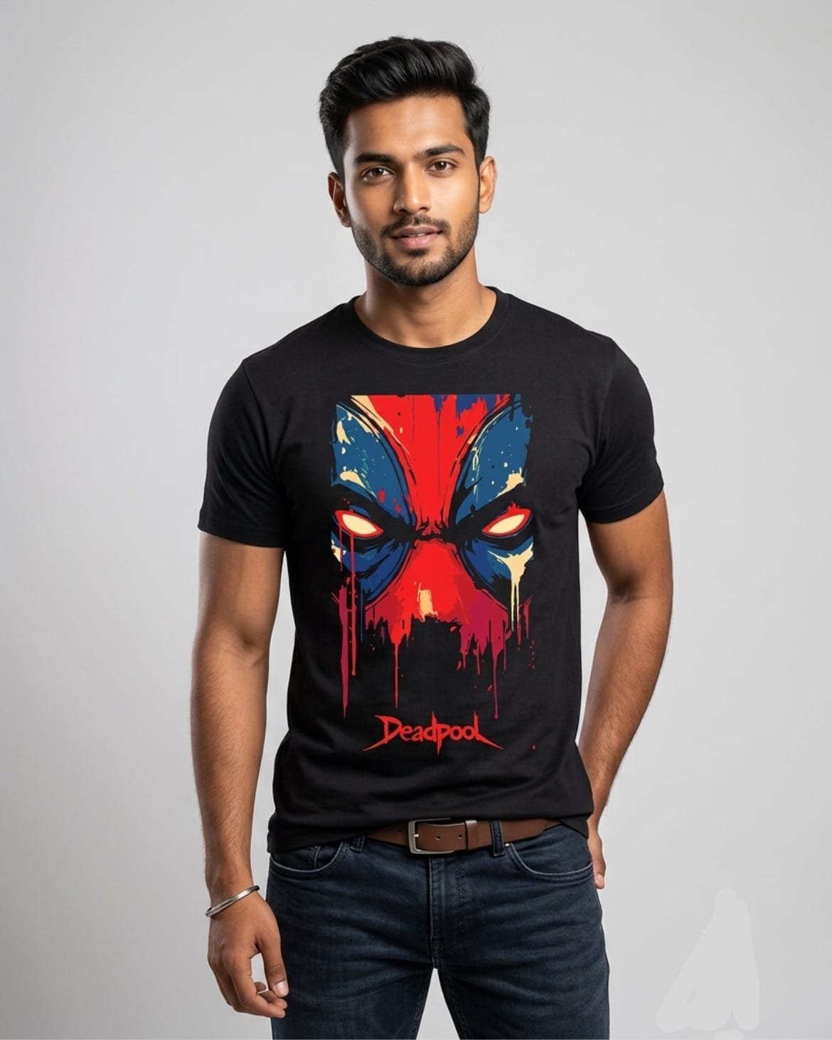 8F582F0C-2E17-4368-98AF-D971E1166C9A Deadpool Round neck Black Tshirt - Image 1
