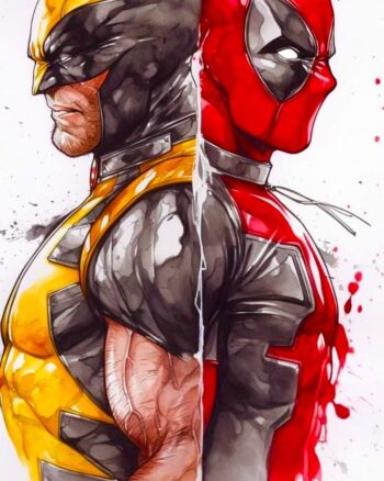 Deadpool Wolverine print white Tshirt