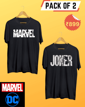 Pack of 2 Graphic Tshirts ft Marvel DC