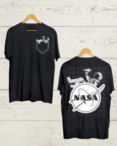 Buy both side nasa print black tshirt